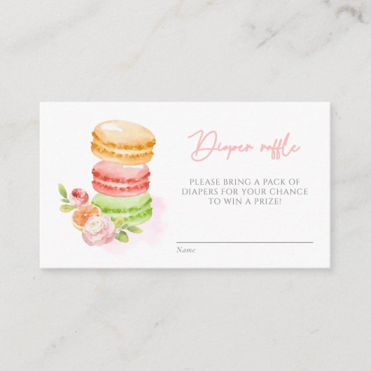 水彩マカロン赤ちゃんシャワーおむつラッフル エンクロージャーカード (正面)