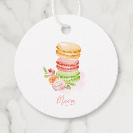 水彩マカロン赤ちゃんシャワーギフトラベル フェイバータグ (正面)