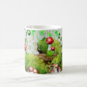水彩マグと森きのこ植物の緑 コーヒーマグカップ (中央)