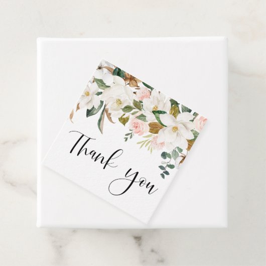 水彩マグノリアとコットン結婚ズありがとう フェイバータグ (インサイチュ)