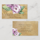 水彩マグノリアと金ゴールドオン素朴パーチメント 名刺 (正面/裏面)