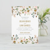 水彩マグノリアの結婚式招待状 モノグラム 招待状 (スタンド正面)