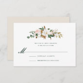 水彩マグノリアの結婚式招待状 出欠カード (正面/裏面)