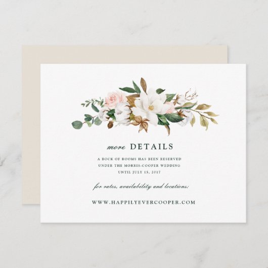水彩マグノリアの結婚式 詳細カード エンクロージャーカード (正面/裏面)