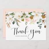 水彩マグノリアコットンガーランド サンキューカード (正面/裏面)