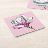 水彩マグノリアコースターセット スクエアペーパーコースター (アングル)