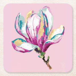 水彩マグノリアコースターセット スクエアペーパーコースター