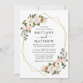 水彩マグノリアスバラジオセージグリーン結婚ズ 招待状 (正面)