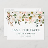 水彩マグノリアスバラセーブザデートグリーン ポストカード (正面/裏面)