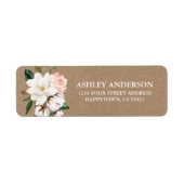 水彩マグノリアスバラ差出人住所クラフト ラベル (正面)