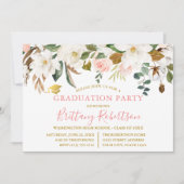 水彩マグノリアスバラ金ゴールド卒業パーティー 招待状 (正面)