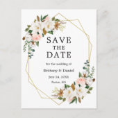 水彩マグノリアスバラ金ゴールド日付の保存 案内ポストカード (正面)