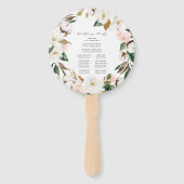 水彩マグノリアスパーソナライズされた結婚式 プログラム ハンドファン (裏面)