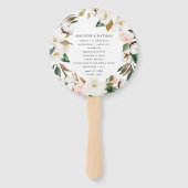 水彩マグノリアスパーソナライズされた結婚式 プログラム ハンドファン (正面)