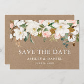 水彩マグノリアスピンクローゼクラフト セーブザデート (正面/裏面)