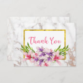 水彩マグノリアスフェイク、大理石ありがとう サンキューカード (正面/裏面)