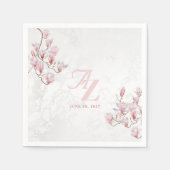 水彩マグノリアス付きカスタムウェディングナプキン スタンダードカクテルナプキン (正面)