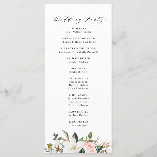 水彩マグノリアス |の結婚式 プログラム (裏面)