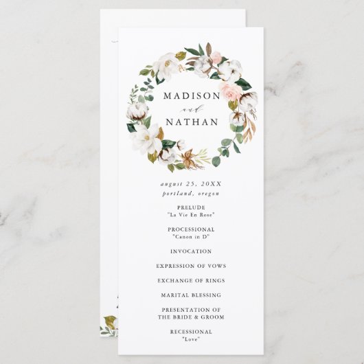 水彩マグノリアス |の結婚式 プログラム (正面/裏面)