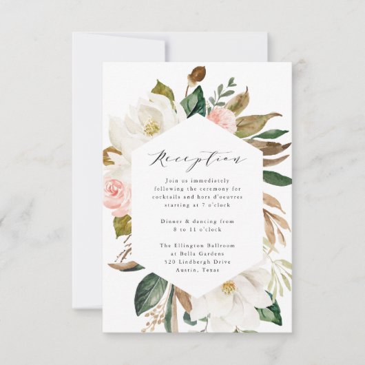 水彩マグノリアス |ウェディングレセプションカード 出欠カード (正面)