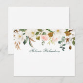 水彩マグノリアバラフローラグパーソナライズされたリーン ノートカード (正面/裏面)