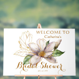 水彩マグノリアパープルフローラブライダルシャワー アクリルサイン