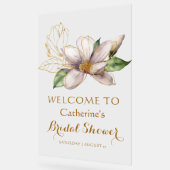 水彩マグノリアパープルフローラブライダルシャワー アクリルサイン (傾斜)