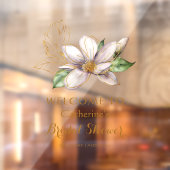 水彩マグノリアパープルフローラブライダルシャワー ウィンドウサイン (シート2)