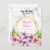 水彩マグノリアフェイクス、大理石日付を保存 案内ポストカード (正面/裏面)