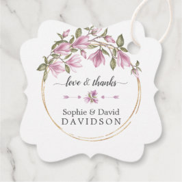 水彩マグノリアフラワーズ開花結婚金ゴールド フェイバータグ