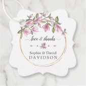 水彩マグノリアフラワーズ開花結婚金ゴールド フェイバータグ (正面)