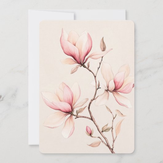 水彩マグノリアフローラブライダルシャワーカスタム 招待状 (裏面)