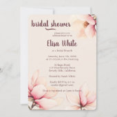 水彩マグノリアフローラブライダルシャワーカスタム 招待状 (正面)
