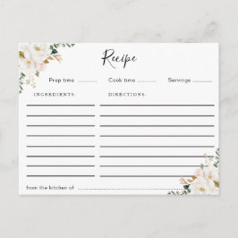 水彩マグノリアフローラレシピカード ポストカード