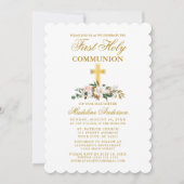 水彩マグノリアフローラ交信金ゴールドクロス 招待状 (正面)