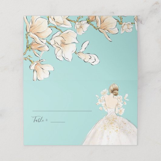 水彩マグノリアブライダルシャワー座席表 プレイスカード (外部開封)