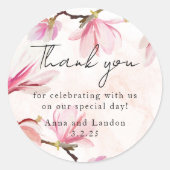 水彩マグノリアブライダルシャワー ラウンドシール (正面)