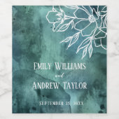 水彩マグノリアミニマル招待状 ワインラベル (シングルラベル)