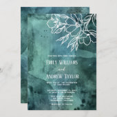 水彩マグノリアミニマル招待状 招待状 (正面/裏面)