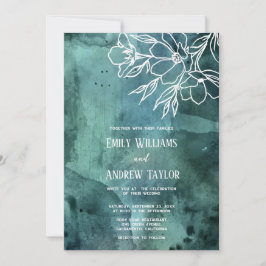 水彩マグノリアミニマル招待状 招待状