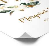 水彩マグノリアリース子供部屋ベビーモノグラム ポスター (角)