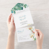 水彩マグノリア結婚のオールインワン招待状 オールインワン招待状 (貼ってはがせる)