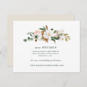 水彩マグノリア結婚の詳細カード エンクロージャーカード (正面/裏面)