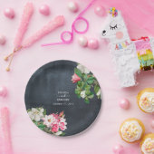 水彩マグノリア結婚花白黒 ペーパープレート (パーティー)