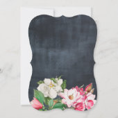 水彩マグノリア結婚花白黒 招待状 (裏面)