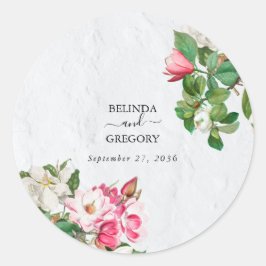 水彩マグノリア結婚花 ラウンドシール