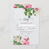 水彩マグノリア結婚花 出欠カード (正面/裏面)