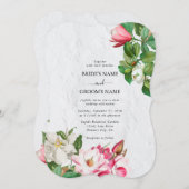 水彩マグノリア結婚花 招待状 (正面/裏面)