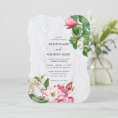 水彩マグノリア結婚花 招待状 (スタンド正面)