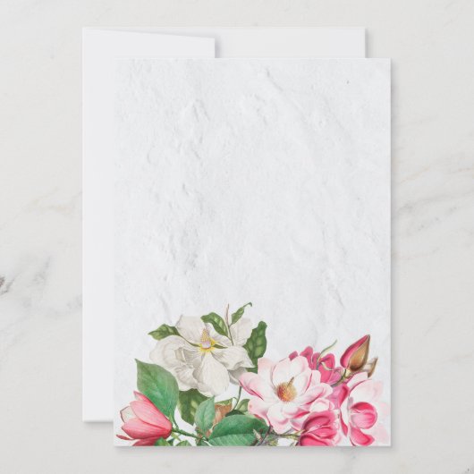 水彩マグノリア結婚花 招待状 (裏面)